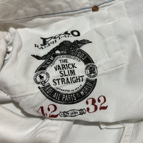 Polo Ralph Lauren Varick Slim Denim Jeans size  42x32 White Straight Leg Pants - Picture 11 of 13